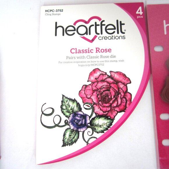 Heartfelt Creations Classic Rose Floral Cling Stamps 4 Pcs Spring Summer - Picture 2 of 3